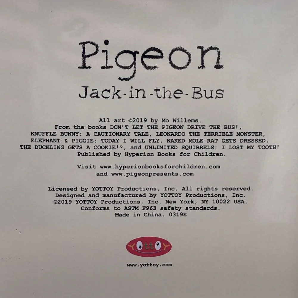 JACK IN THE BUS Jack In The Bus PIDGEON Musical Pop Up Toy Mo Willems Wheels Bus